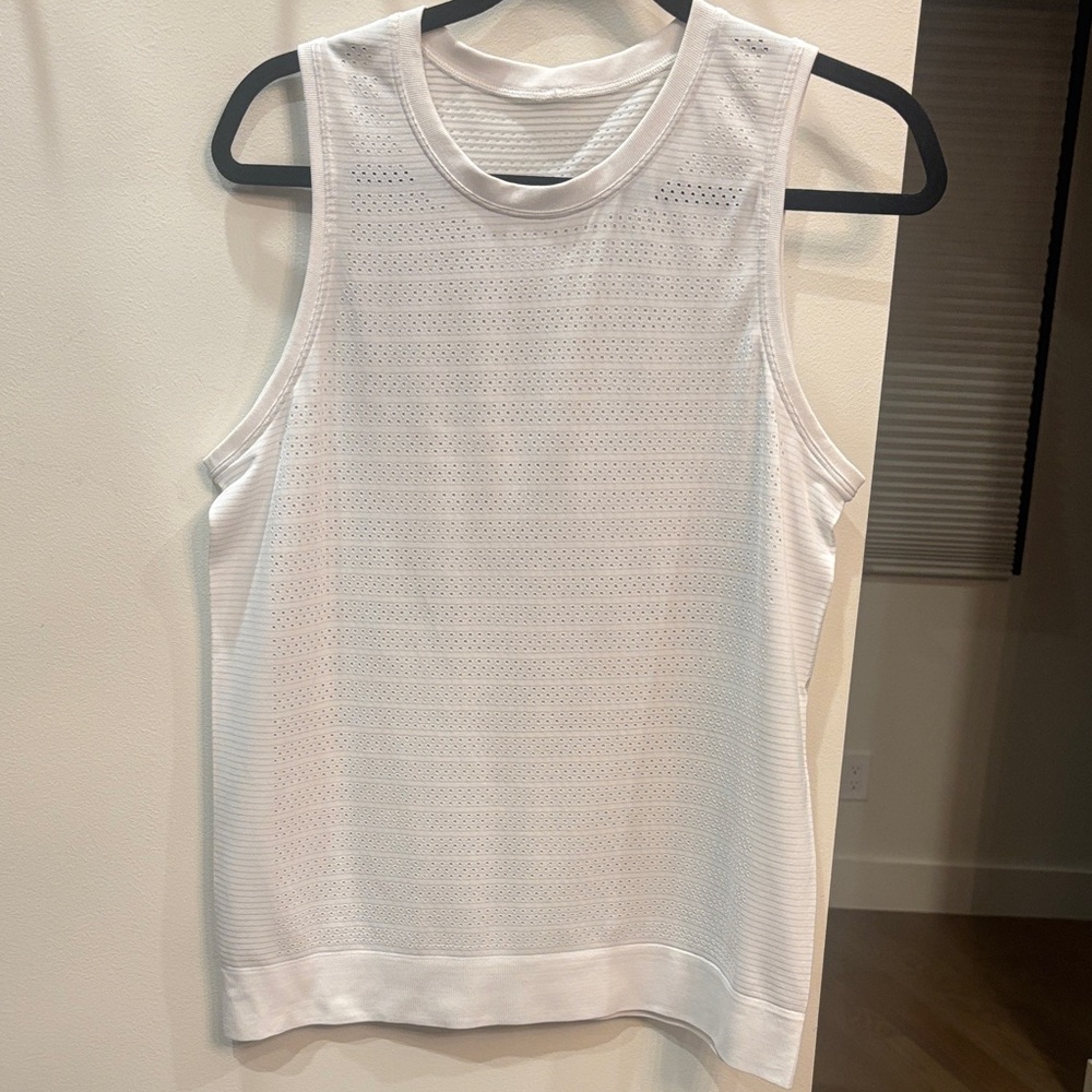 Lululemon White Sleeveless Perforated Top